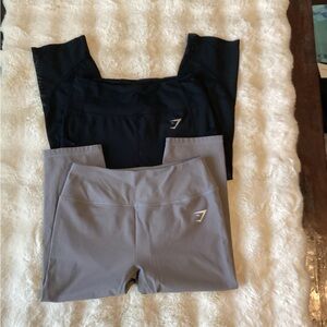Gymshark Black and Gray Crop Legging Pants L